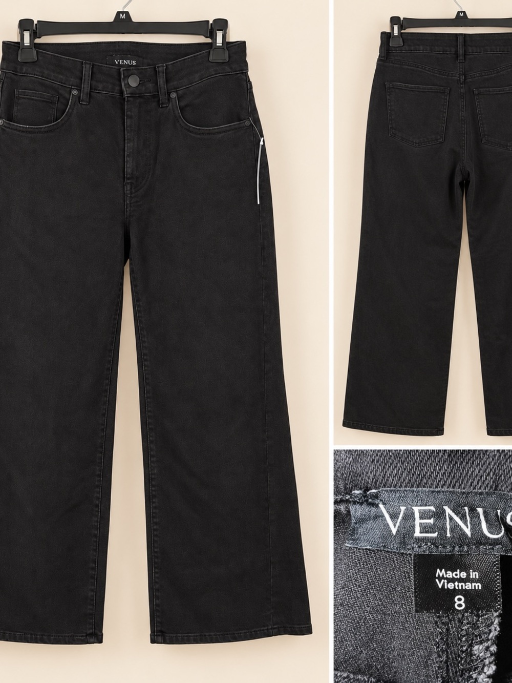 VENUS Black Wide Leg Jeans